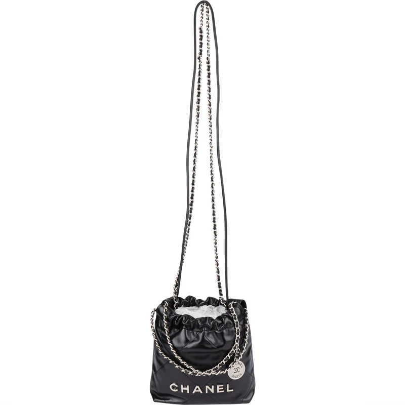 Chanel Noir Quilted Calfskin Small 22 Shoulder Bag