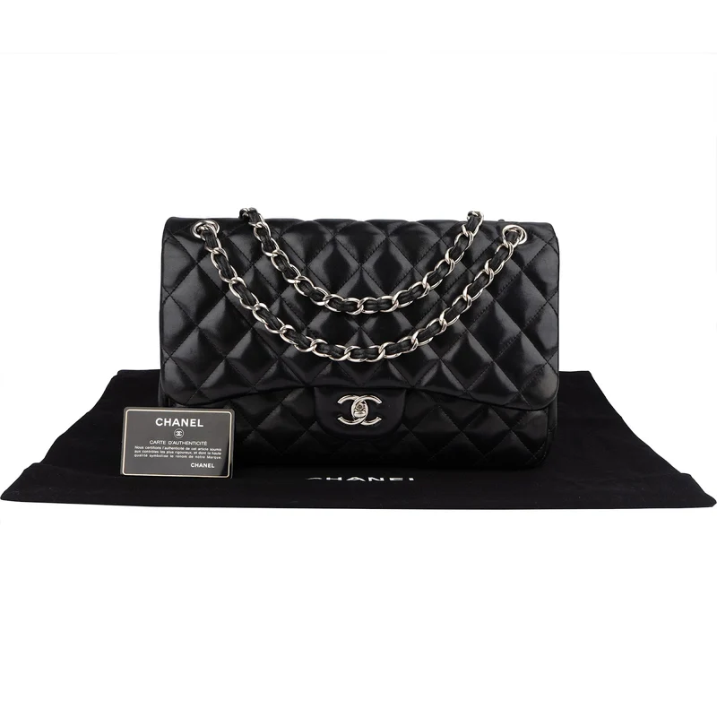 Chanel Quilted Lambskin Jumbo Double Flap Crossbody Bag