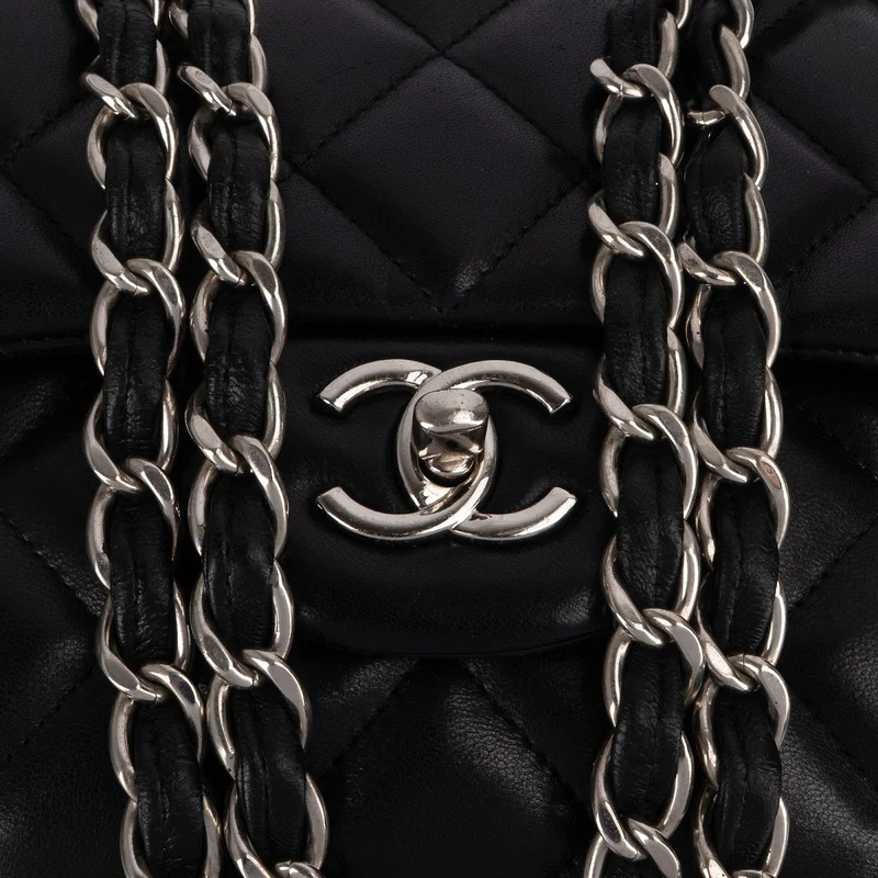 Chanel Quilted Lambskin Jumbo Double Flap Crossbody Bag