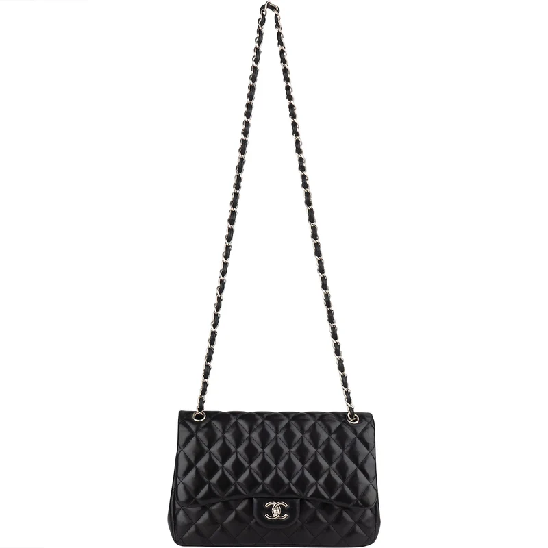 Chanel Quilted Lambskin Jumbo Double Flap Crossbody Bag
