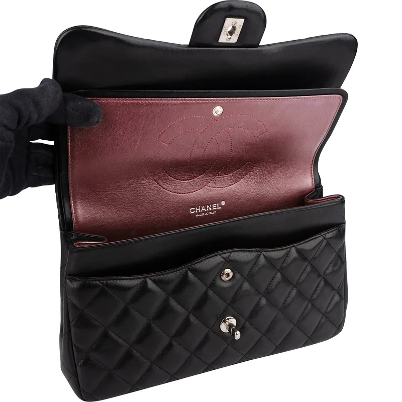 Chanel Quilted Lambskin Jumbo Double Flap Crossbody Bag