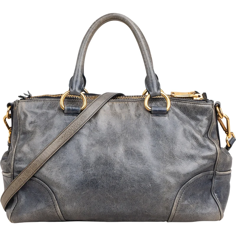 Miu Miu Vitello Blue Lux Satchel Handbag