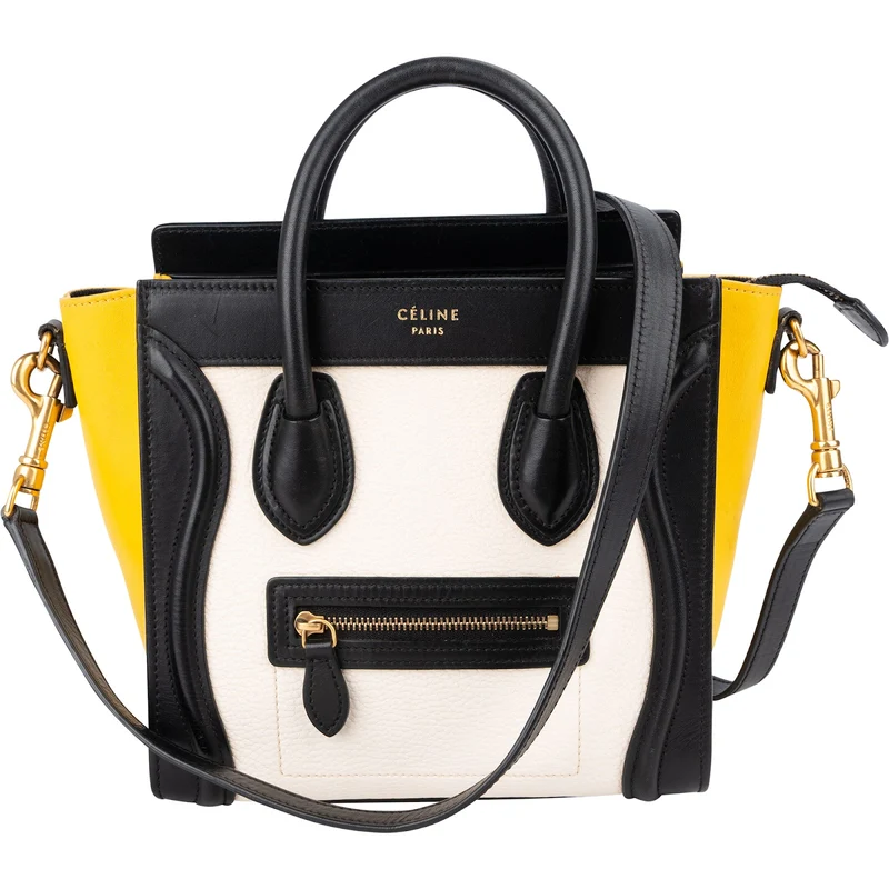 Céline Tricolor Drummed Calfskin Luggage Crossbody Handbag