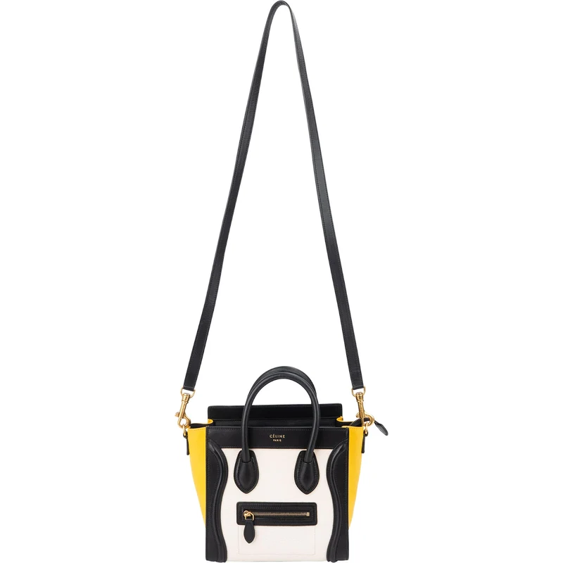 Céline Tricolor Drummed Calfskin Luggage Crossbody Handbag