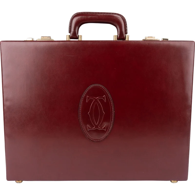 Cartier Bordeaux Leather Must de Cartier Vintage Briefcase Coffer Aktenkoffer