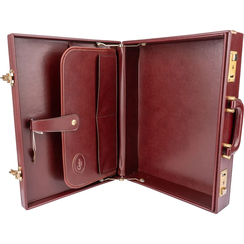 Cartier Bordeaux Leather Must de Cartier Vintage Briefcase Coffer Aktenkoffer