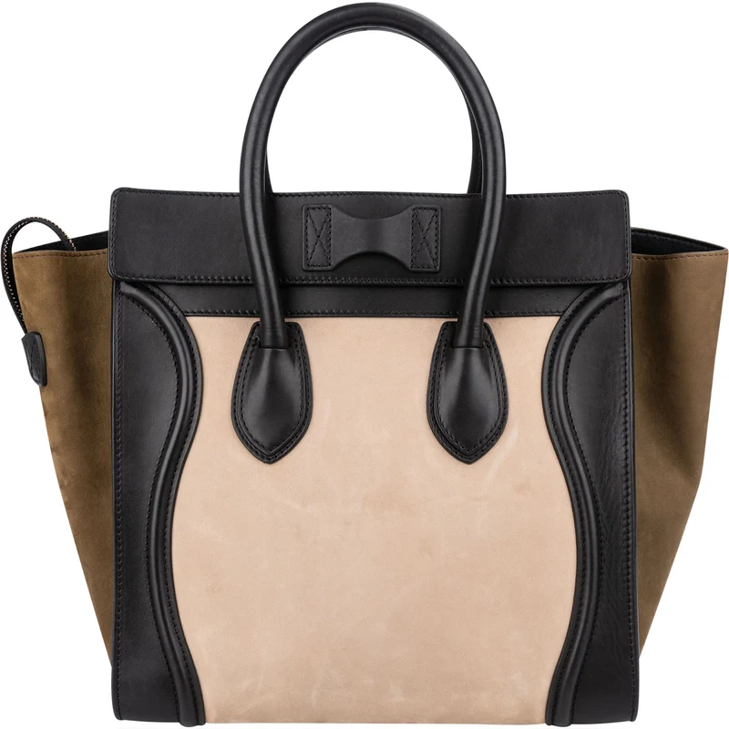 Céline Suede Tricolor Leather Luggage Handbag