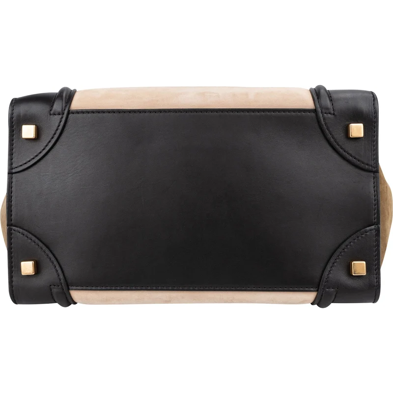 Céline Suede Tricolor Leather Luggage Handbag