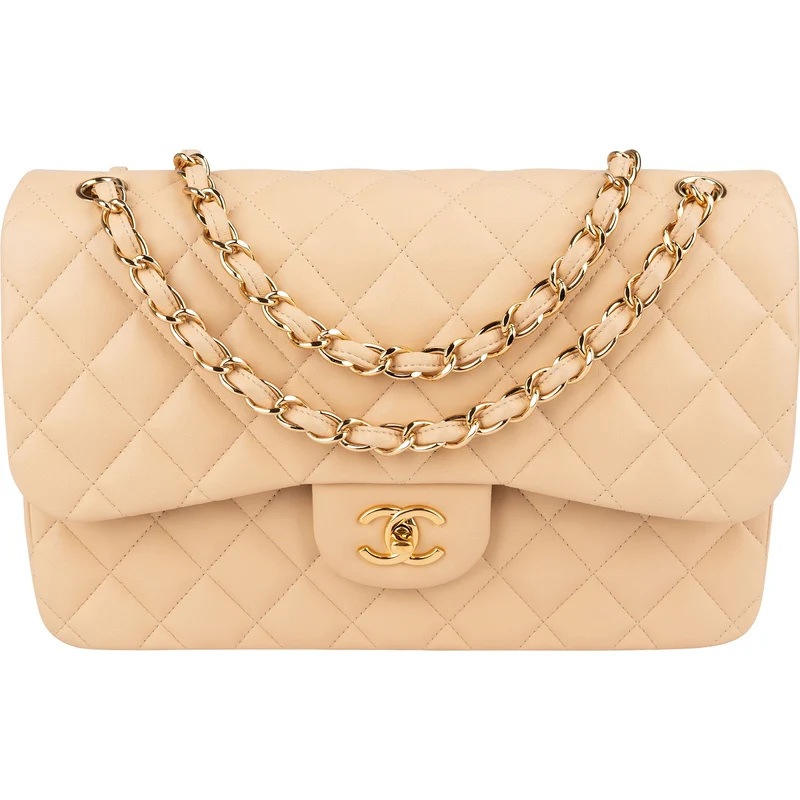Chanel Quilted Lambskin Jumbo Double Flap Crossbody Bag