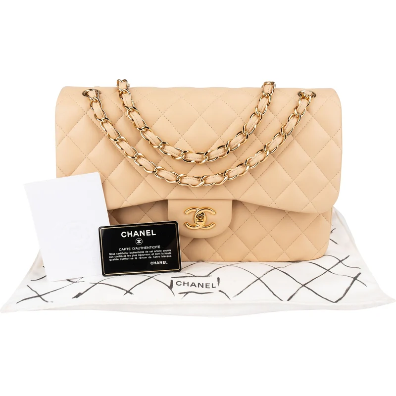 Chanel Quilted Lambskin Jumbo Double Flap Crossbody Bag