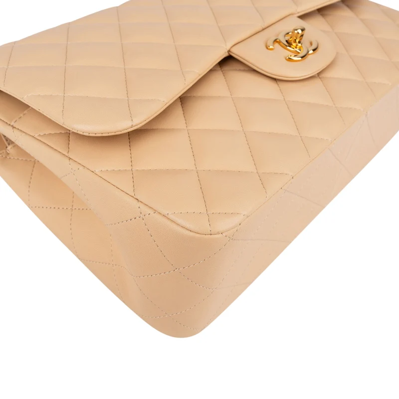 Chanel Quilted Lambskin Jumbo Double Flap Crossbody Bag