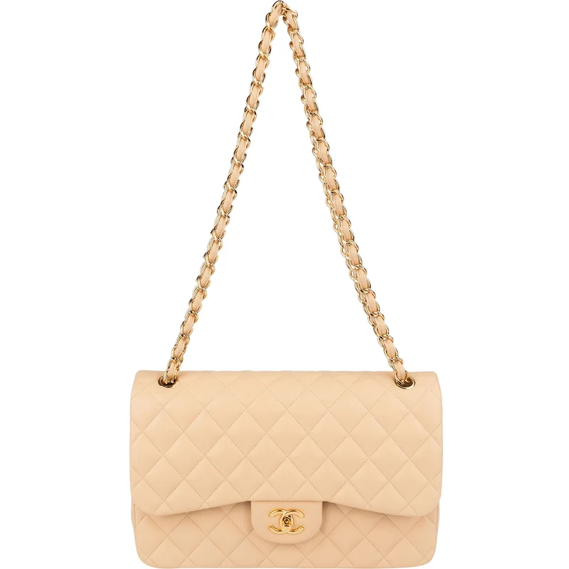 Chanel Quilted Lambskin Jumbo Double Flap Crossbody Bag