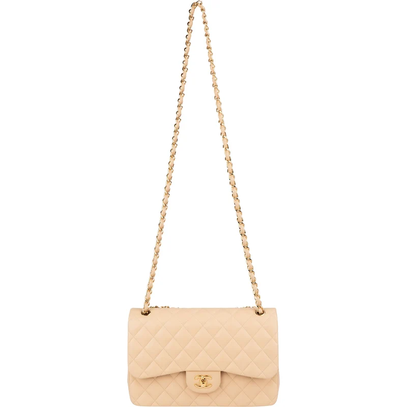Chanel Quilted Lambskin Jumbo Double Flap Crossbody Bag