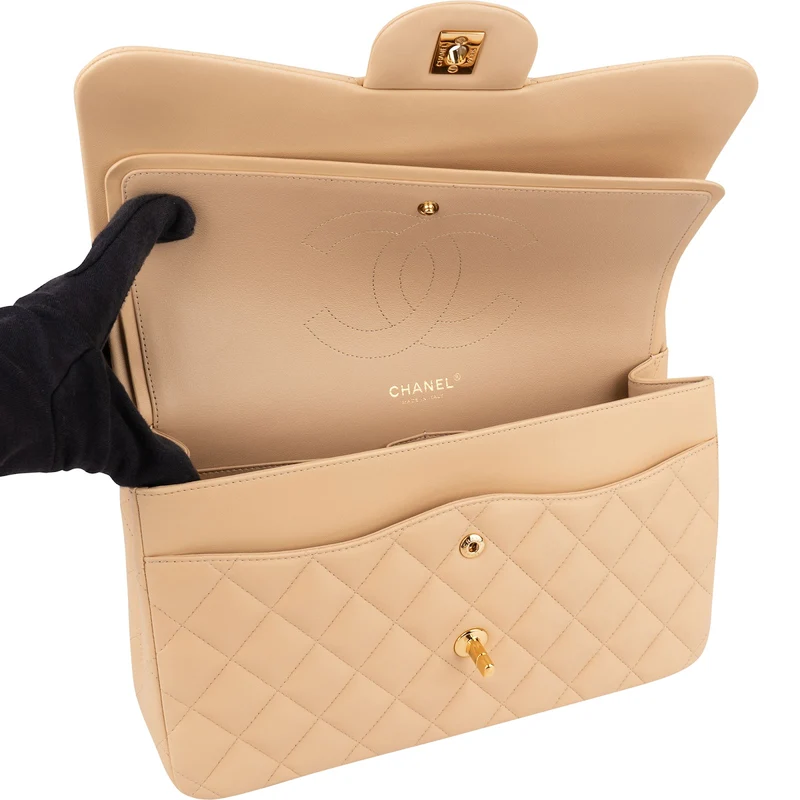 Chanel Quilted Lambskin Jumbo Double Flap Crossbody Bag