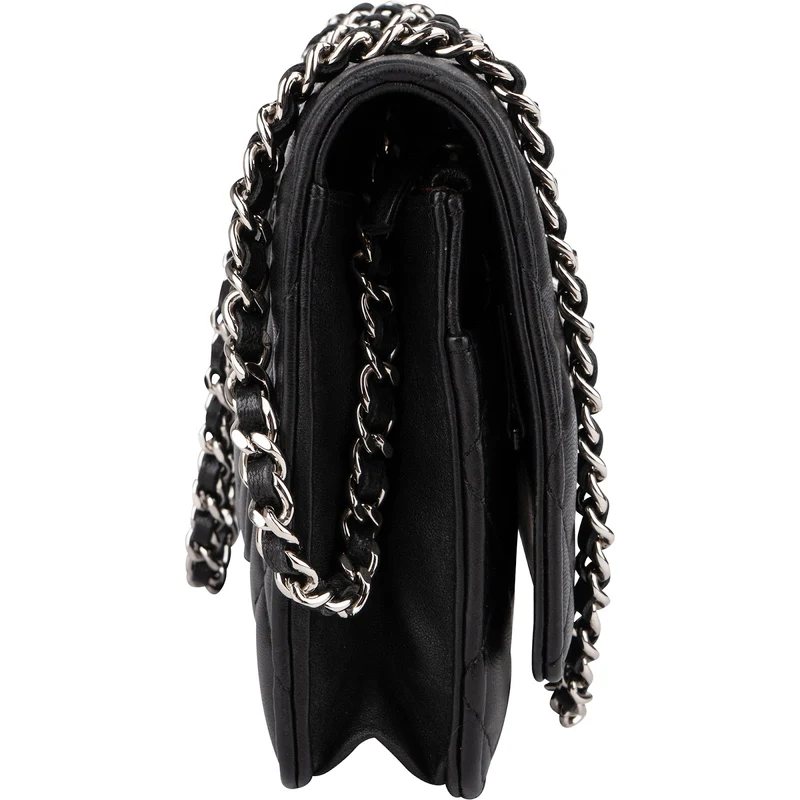 Chanel Quilted Lambskin Palladium Wallet On Chain Crossbody Bag