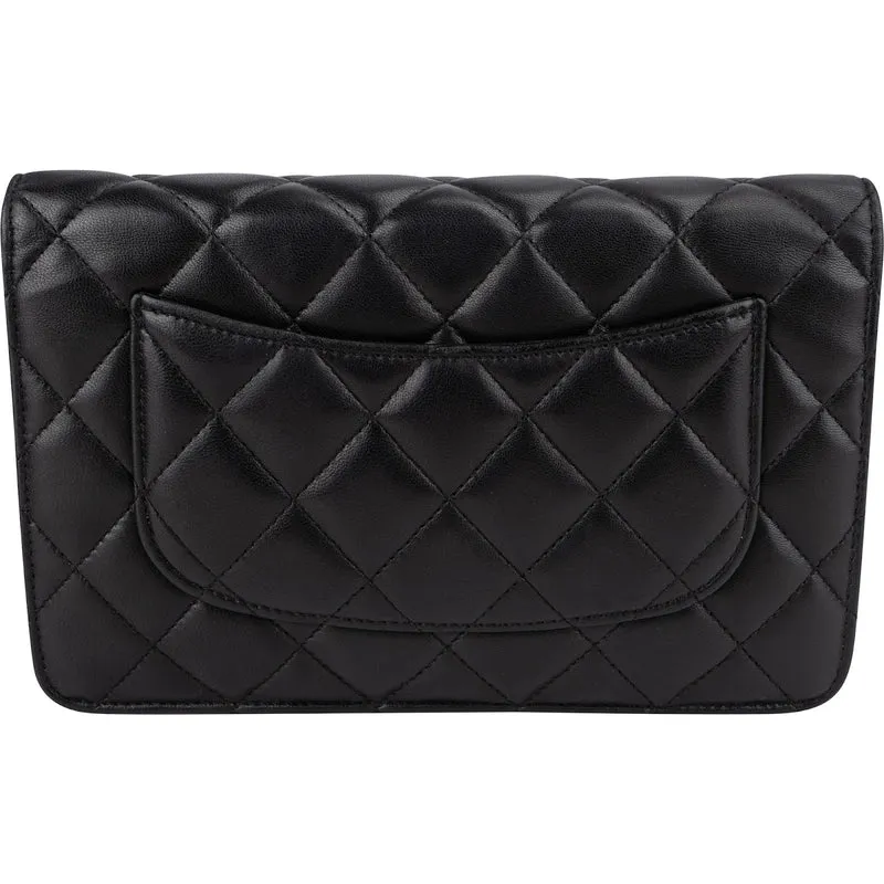 Chanel Quilted Lambskin Palladium Wallet On Chain Crossbody Bag