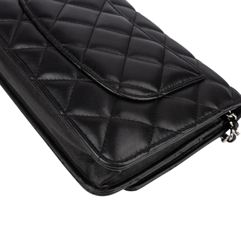 Chanel Quilted Lambskin Palladium Wallet On Chain Crossbody Bag