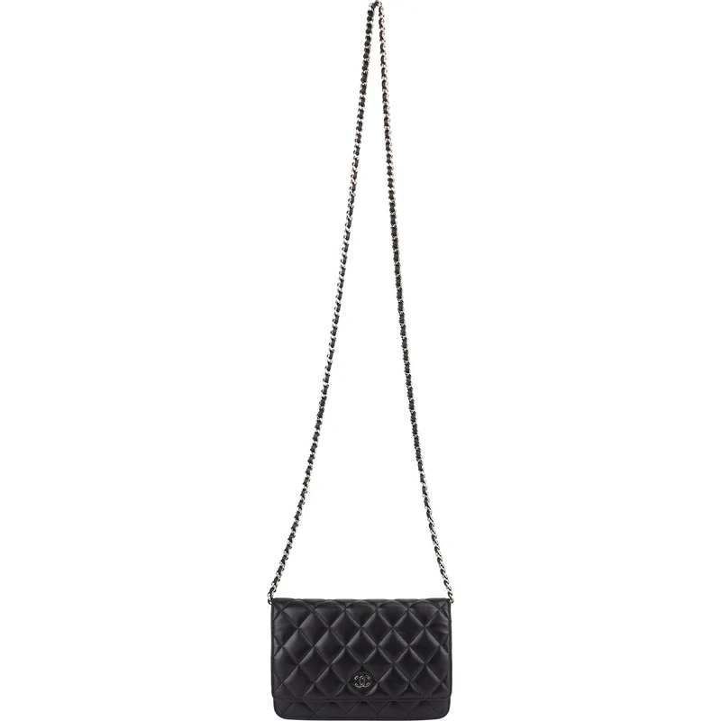 Chanel Quilted Lambskin Palladium Wallet On Chain Crossbody Bag