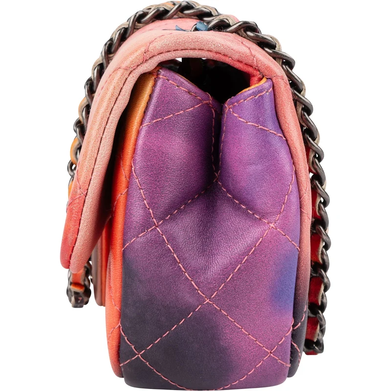 Chanel Quilted Lamskskin Multicolor Flower Power Rectangular Single Flap Mini Crossbody Bag
