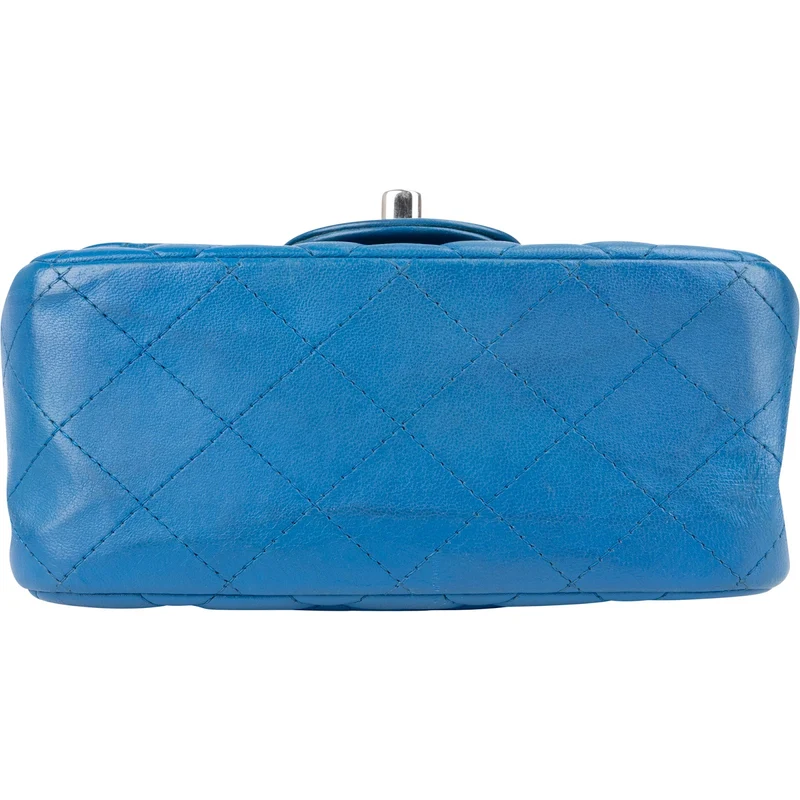 Chanel Quilted Lambskin Palladium Mini Square Single Flap Crossbody Bag