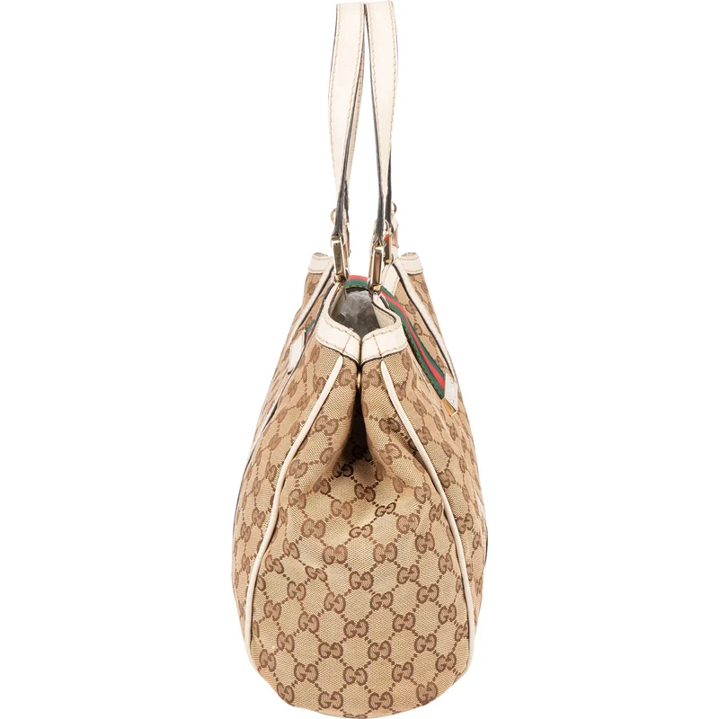 Gucci Monogram GG Canvas Jolicoeur Web Tote Handbag