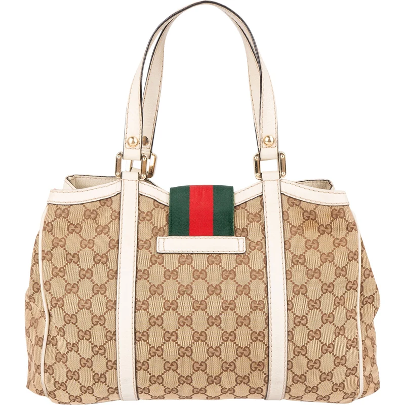 Gucci Monogram GG Canvas Jolicoeur Web Tote Handbag