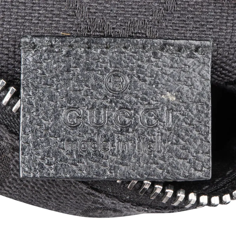 Gucci Black Leather Monogram GG Canvas Belt Crossbody Bag