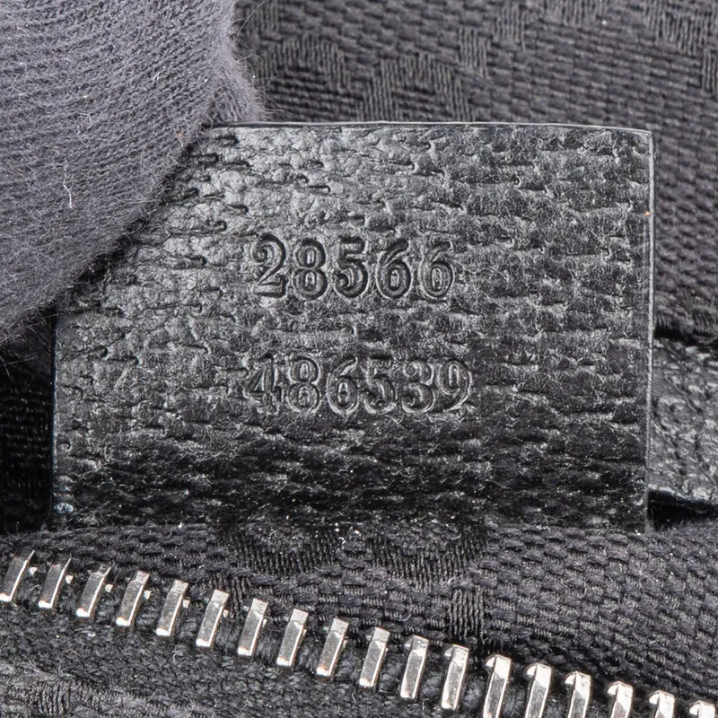 Gucci Black Leather Monogram GG Canvas Belt Crossbody Bag