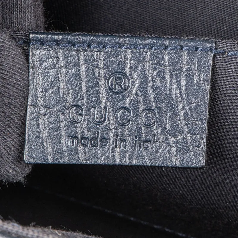 Gucci Blue Leather Monogram GG Supreme Web Belt Crossbody Bag