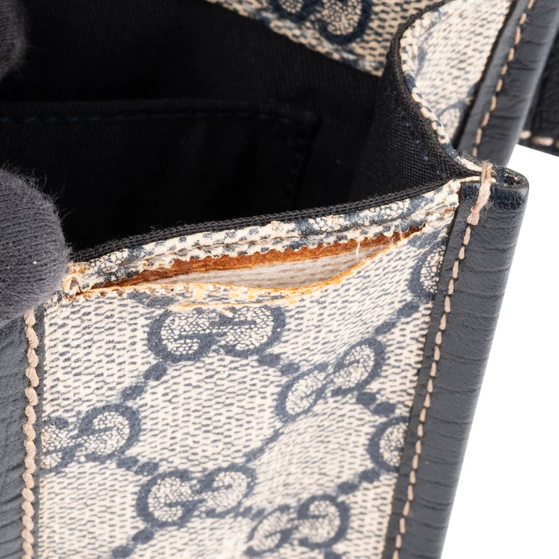 Gucci Blue Leather Monogram GG Supreme Web Belt Crossbody Bag