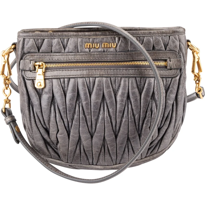 Miu Miu Matelassé Vitello Lux Leather Small Saddle Crossbody Bag