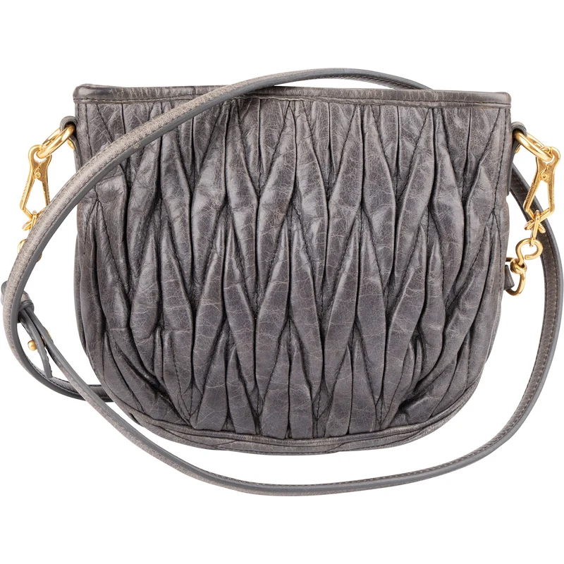 Miu Miu Matelassé Vitello Lux Leather Small Saddle Crossbody Bag