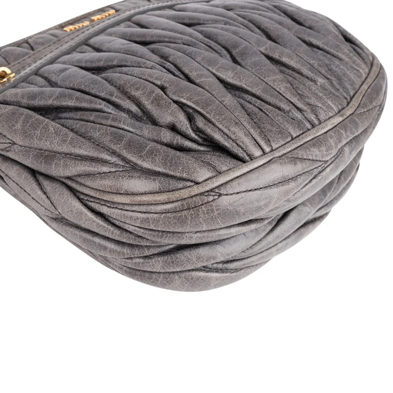 Miu Miu Matelassé Vitello Lux Leather Small Saddle Crossbody Bag