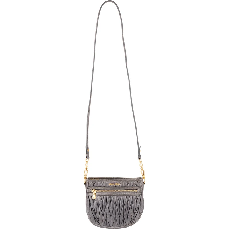 Miu Miu Matelassé Vitello Lux Leather Small Saddle Crossbody Bag
