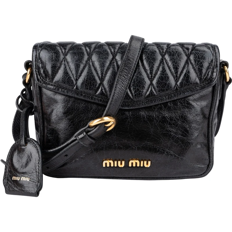 Miu Miu Quilted Vitello Shine Leather Small Coffer Crossbody Bag