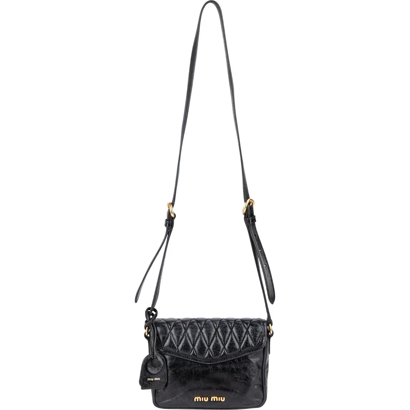 Miu Miu Quilted Vitello Shine Leather Small Coffer Crossbody Bag