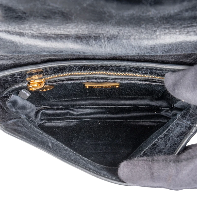 Miu Miu Quilted Vitello Shine Leather Small Coffer Crossbody Bag