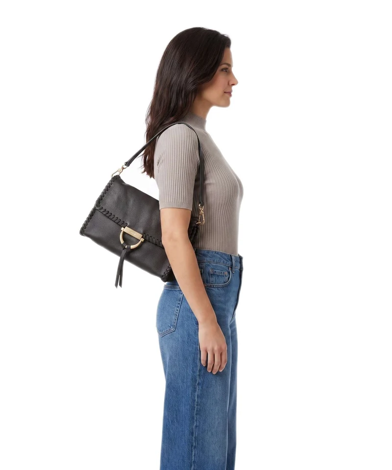 Abro Dalia Temi Stitch Schultertasche dark brown