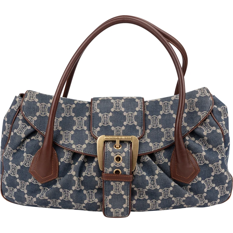 Celine Denim Macadam Monogram Buckle Handbag