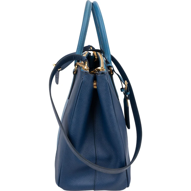 Prada Two Tone Saffiano Leather Galleria Handbag
