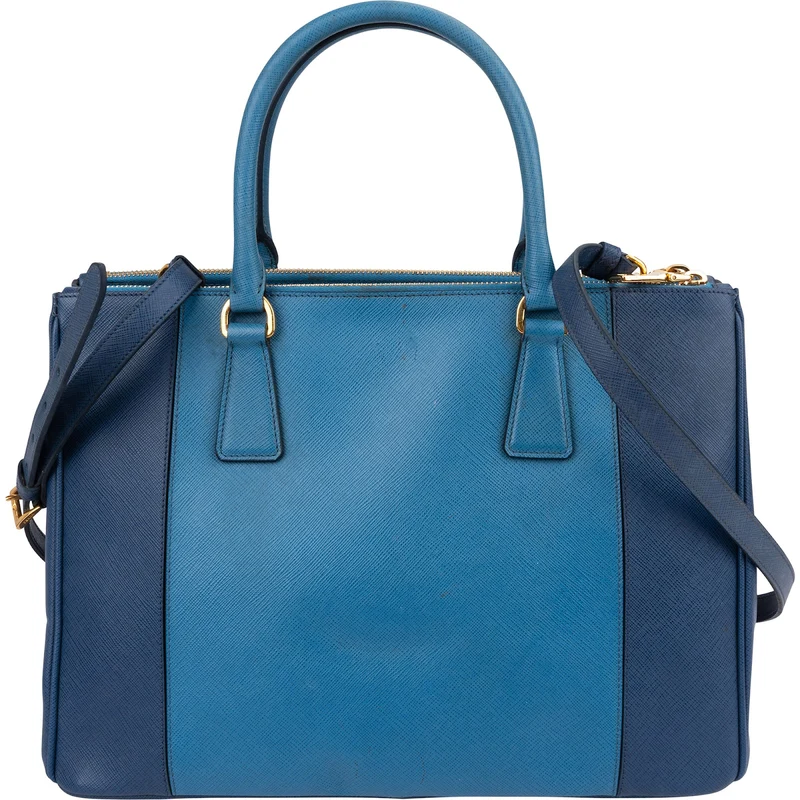 Prada Two Tone Saffiano Leather Galleria Handbag