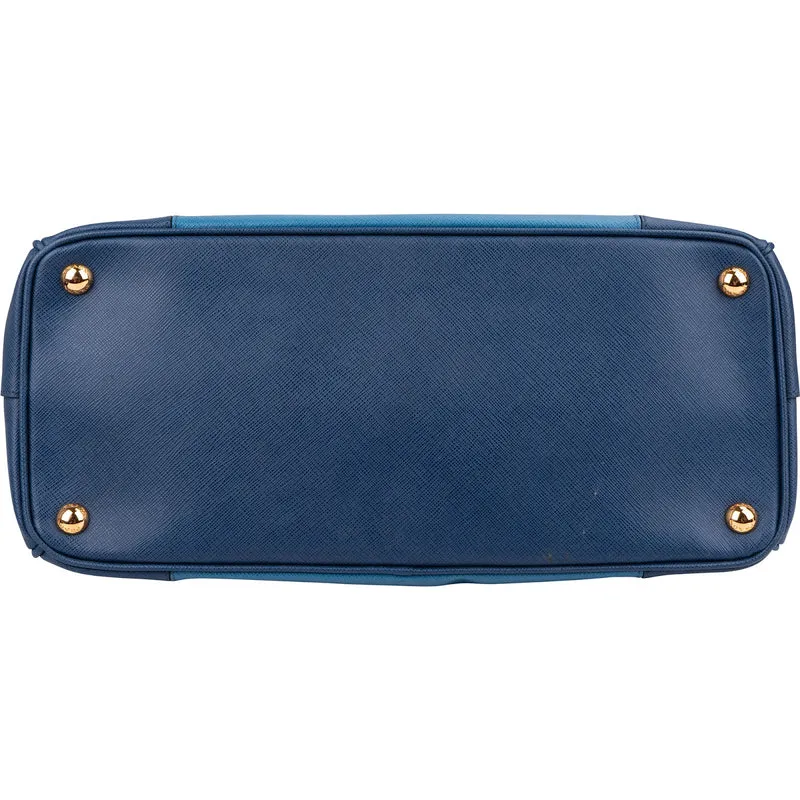 Prada Two Tone Saffiano Leather Galleria Handbag