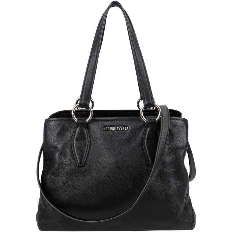 Miu Miu Grained Leather Vitello Daino Tote Shoulder Bag