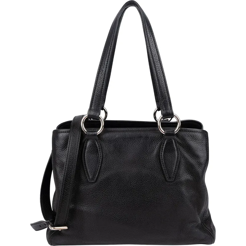 Miu Miu Grained Leather Vitello Daino Tote Shoulder Bag