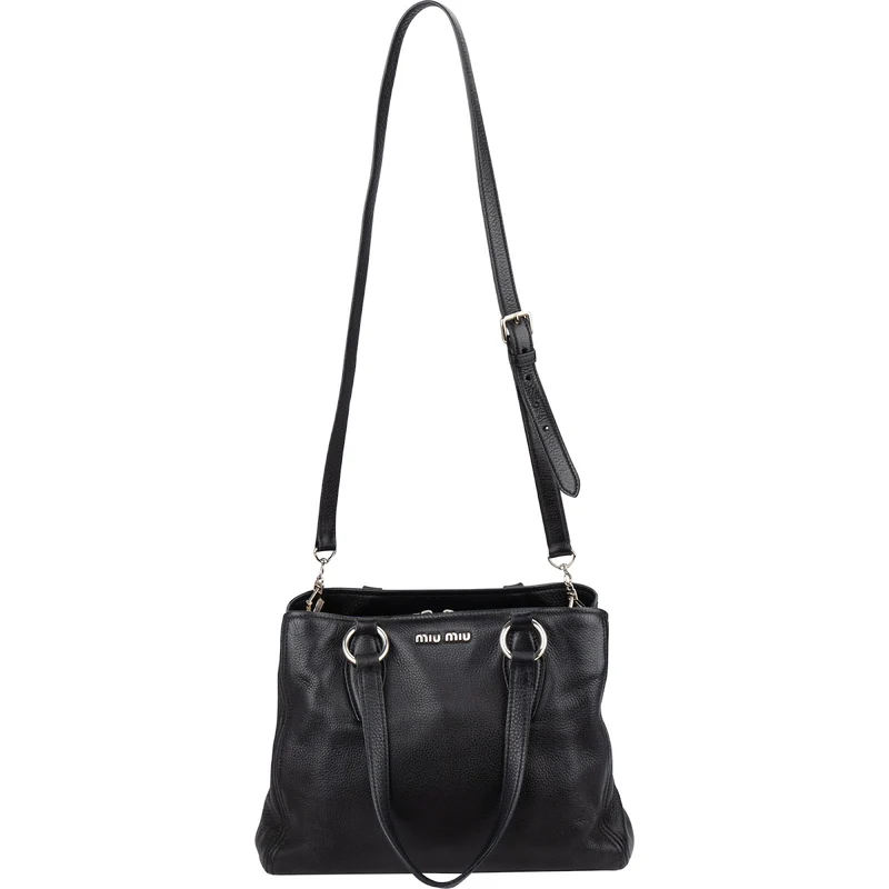 Miu Miu Grained Leather Vitello Daino Tote Shoulder Bag