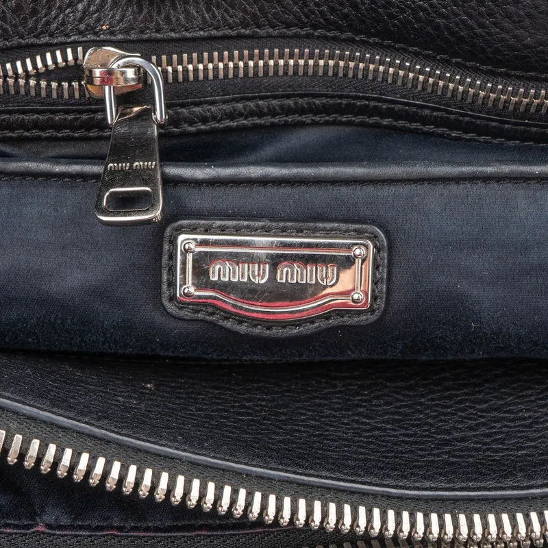 Miu Miu Grained Leather Vitello Daino Tote Shoulder Bag