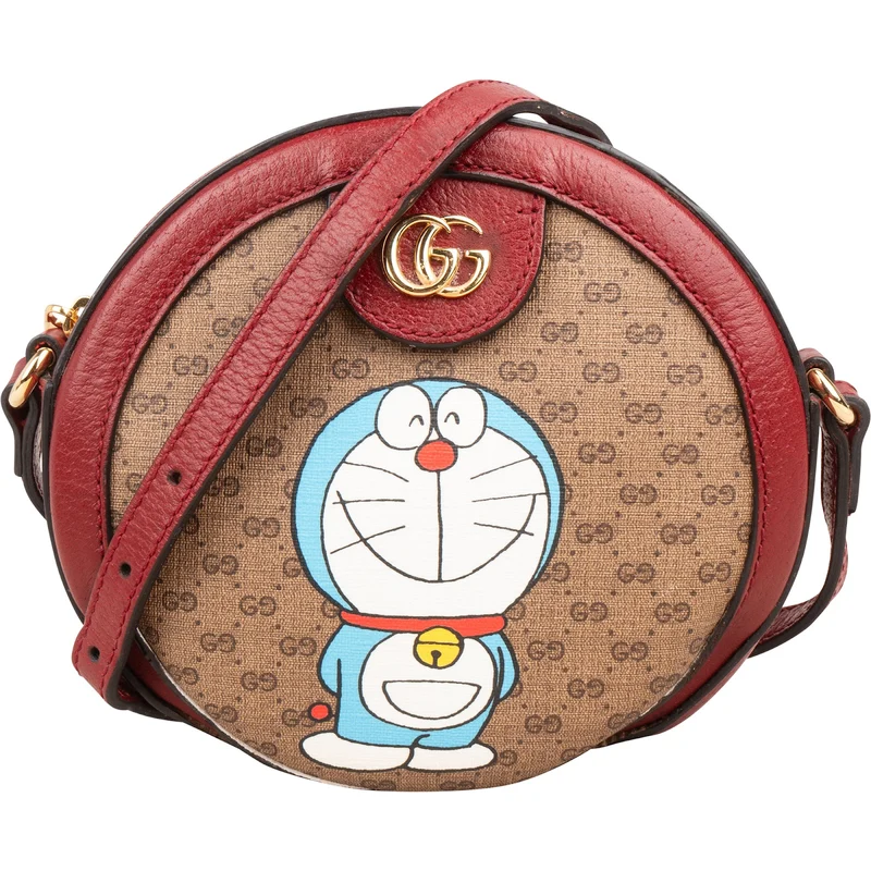 Gucci Monogram GG Supreme x Limited Fujiko Pro Doraemon Round Small Crossbody Bag