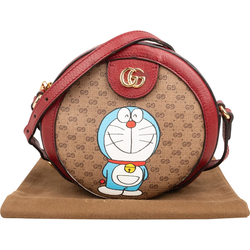 Gucci Monogram GG Supreme x Limited Fujiko Pro Doraemon Round Small Crossbody Bag