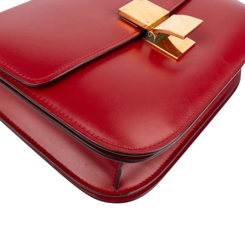 Celine Red Calfskin Classic Box Medium Crossbody Bag
