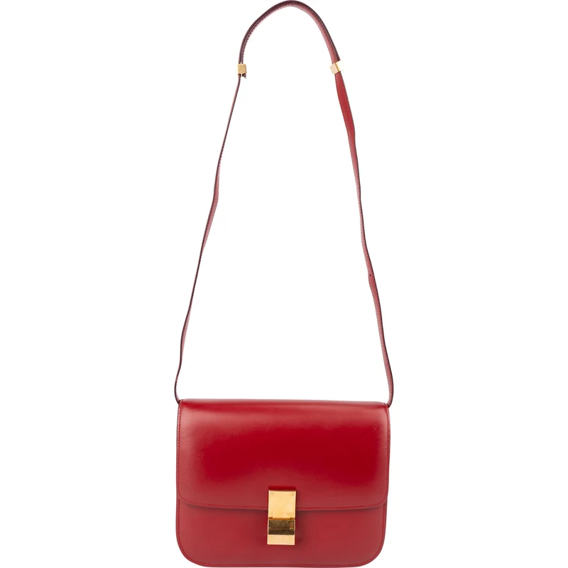 Celine Red Calfskin Classic Box Medium Crossbody Bag